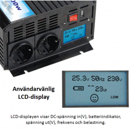 Nova Inverter 12VDC/220VAC 1000W med ren sinusvåg